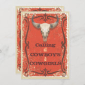 Rustikaler Western Party Einladung (Vorne/Hinten)