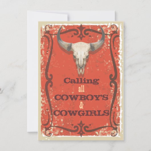 Rustikaler Western Party Einladung (Vorderseite)
