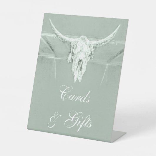 Rustikaler Western Pastel Sage Green White Cow Sku Sockelschild (Vorderseite)