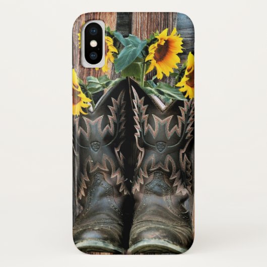 Rustikaler Western Pferde Cowboy Stiefel Sonnenblu Case-Mate iPhone Hülle (Rückseite)