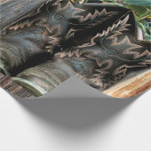 Rustikaler Western Pferde Cowboy Stiefel Sonnenblu Geschenkpapier (Ecke)