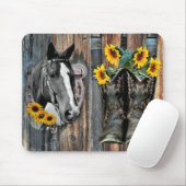 Rustikaler Western Pferde Cowboy Stiefel Sonnenblu Mousepad (Mit Mouse)