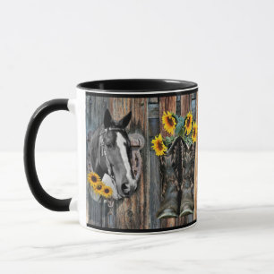 Rustikaler Western Pferde Cowboy Stiefel Sonnenblu Tasse