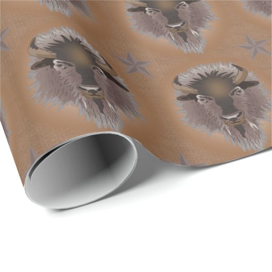 Rustikaler Western Plains Bison Geschenkpapier (Rolleneckpunkt)