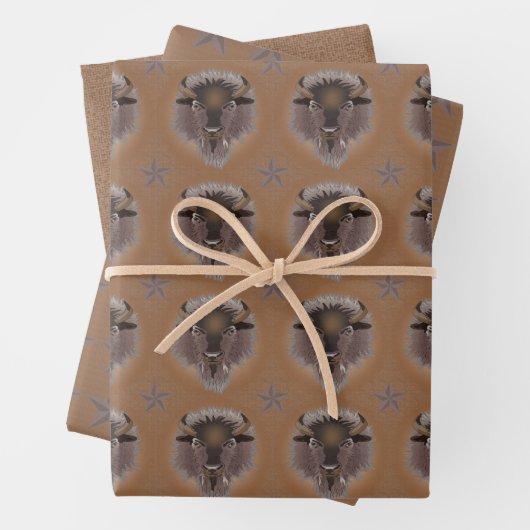 Rustikaler Western Plains Bison Geschenkpapier Set (Beispiel)