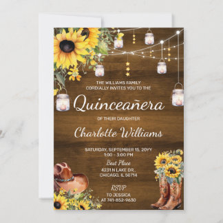 Rustikaler Western Quinceañera Geburtstagsparty Einladung