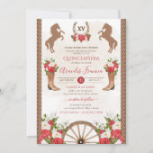 Rustikaler Western Red Flor Cowgirl Charra Quincea Einladung (Vorderseite)