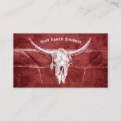 Rustikaler Western Red White Sunflowers Bull Skull Visitenkarte (Vorderseite)