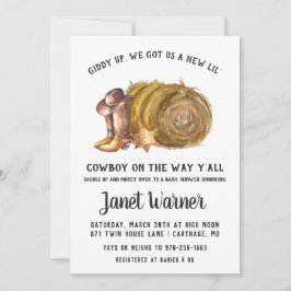 Rustikaler Western Rodeo Cowboy Babydusche Einladu Einladung