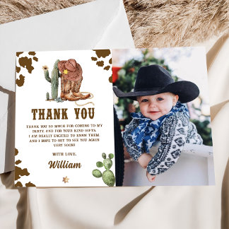 Rustikaler Western Rodeo Cowboy Birthday Foto Dankeskarte
