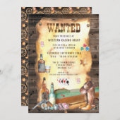 Rustikaler Western Rodeo Cowboy Casino Einladung (Vorne/Hinten)