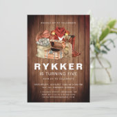 Rustikaler Western Rodeo Cowboy Geburtstagsparty Einladung (Stehend Vorderseite)