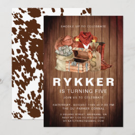 Rustikaler Western Rodeo Cowboy Geburtstagsparty Einladung
