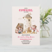 Rustikaler Western Rodeo Kinderdusche Einladung (Stehend Vorderseite)