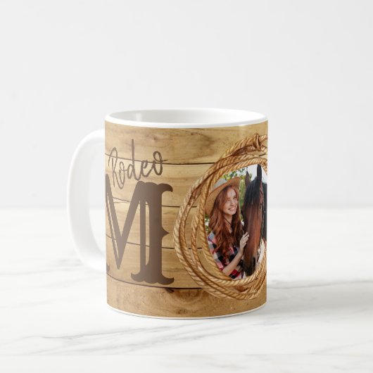 Rustikaler Western Rodeo Mama Foto Kaffeetasse (Vorderseite Links)