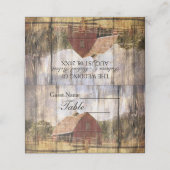 Rustikaler Western Rote Scheune Hochzeit Platzkarte (Außenseite Aufgefaltet)