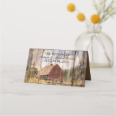 Rustikaler Western Rote Scheune Hochzeit Platzkarte (Rückseite)