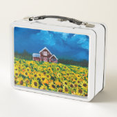 rustikaler Western Roter Stallsonnenfeld Metall Brotdose (Rückseite)