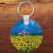 rustikaler Western Roter Stallsonnenfeld Schlüsselanhänger (Vorderseite)