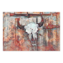 Rustikaler Western Rust Brown Bull Skull Sonnenblu
