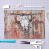 Rustikaler Western Rust Brown Bull Skull Sonnenblu Seidenpapier (Handwerk)