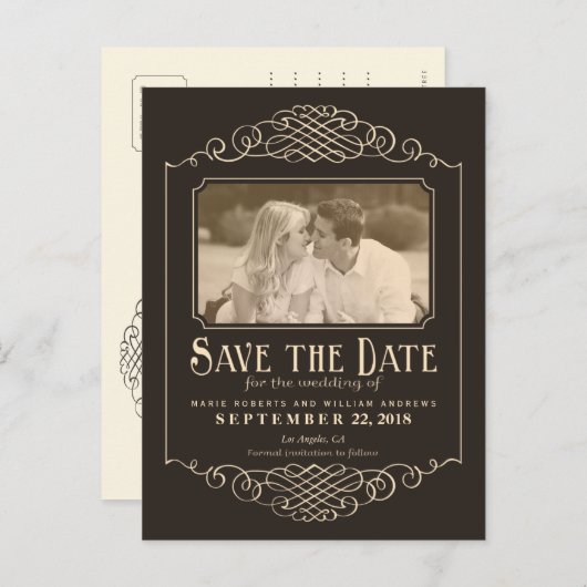 Rustikaler Western Save the Date Foto Postkarte (Vorne/Hinten)