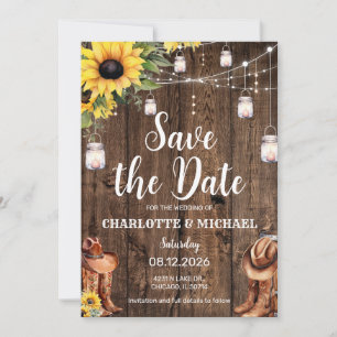 Rustikaler Western Save the Date Hochzeit Einladung