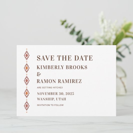 Rustikaler Western Save the Date Karte (Stehend Vorderseite)