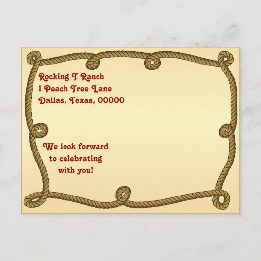 Rustikaler Western Save the Date Postkarte (Rückseite)