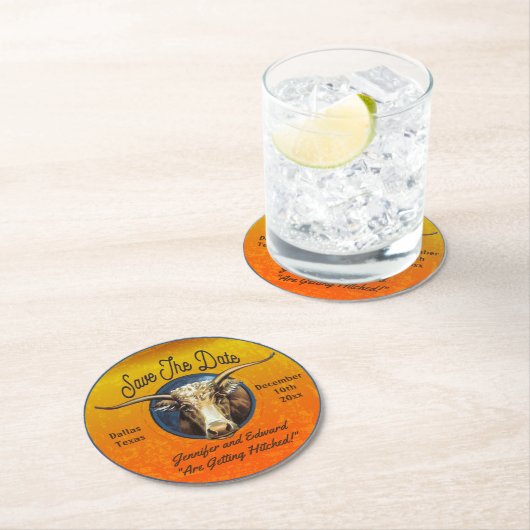 Rustikaler Western Save the Date Untersetzer (Vor Ort)