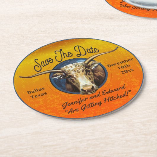 Rustikaler Western Save the Date Untersetzer (Angewinkelt)
