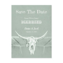 Rustikaler Western Schädeldecke Grün Save the Date