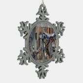 Rustikaler Western Schneeflocken Zinn-Ornament (Links)