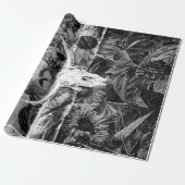 Rustikaler Western Schwarz-Weiß-Blütenschädel Geschenkpapier (Ungerollt)