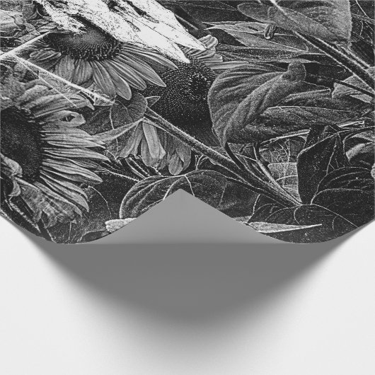 Rustikaler Western Schwarz-Weiß-Blütenschädel Geschenkpapier (Ecke)