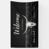 Rustikaler Western Schwarz-Weiß-Bullen-Schädel Wil Banner (Vertikal)