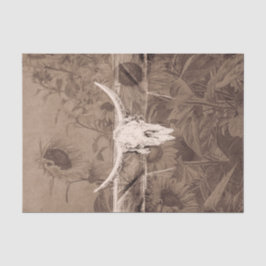 Rustikaler Western Sepia Brown Sunflowers Bull Sku Seidenpapier