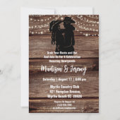 Rustikaler Western Silhouette String Lichter Stall Einladung (Vorderseite)