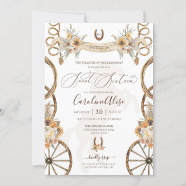 Rustikaler Western Sonnenblume Boho Sweet 16 Einladung