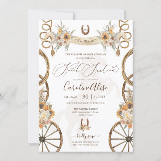 Rustikaler Western Sonnenblume Boho Sweet 16 Einladung