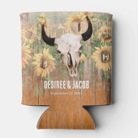 Rustikaler Western Sonnenblumen Bull Skull Dosenkühler (Rückseite)