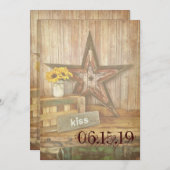 Rustikaler Western Star Kiss Wedding Einladung (Vorne/Hinten)