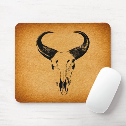 Rustikaler Western-Stier-Schädel Mousepad (Mit Mouse)