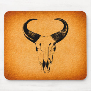 Rustikaler Western-Stier-Schädel Mousepad