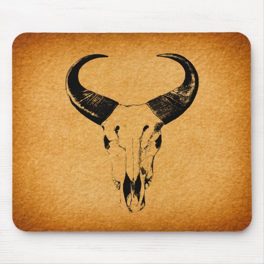 Rustikaler Western-Stier-Schädel Mousepad (Vorne)