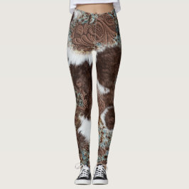 Rustikaler Western Style Cowhide Cowgirl Leggings