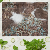 Rustikaler Western Südwestküste Ledername Geschirrtuch (Gefaltet)