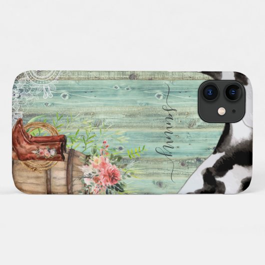 Rustikaler Western Türkis-Holzdecke Case-Mate iPhone Hülle (Rückseite (Horizontal))