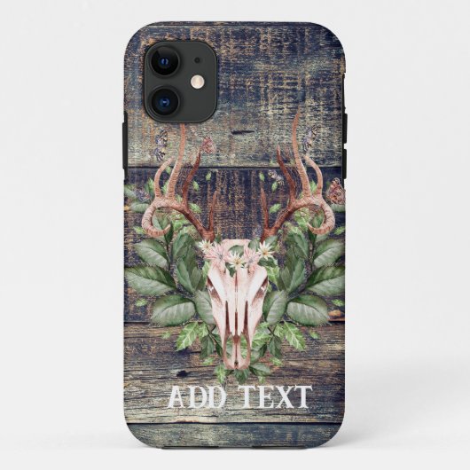 Rustikaler Western Türkis Wood Hirsch Schädel Case-Mate iPhone Hülle (Rückseite)