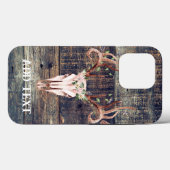 Rustikaler Western Türkis Wood Hirsch Schädel Case-Mate iPhone Hülle (Rückseite (Horizontal))